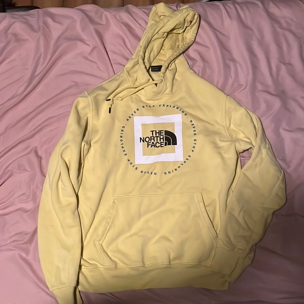 North face logo hoodie in yellow